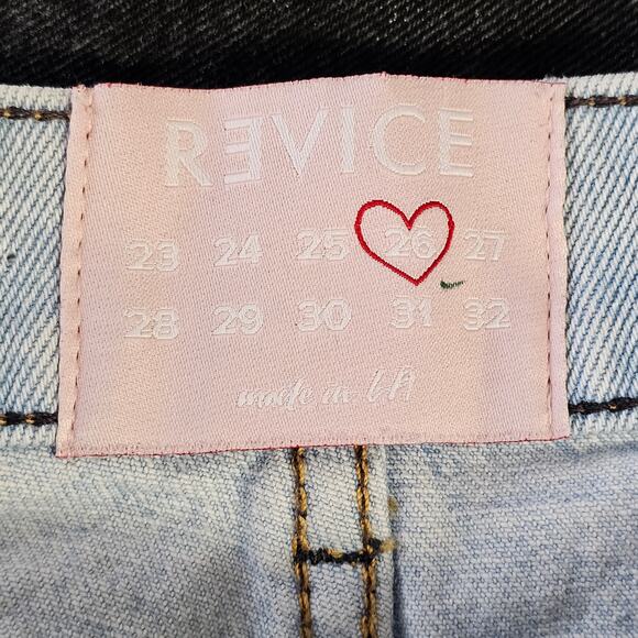 REVICE Women's Two Tone Ex Boyfriend Jeans Size 26 Button Fly High Rise Straight - Picture 8 of 12